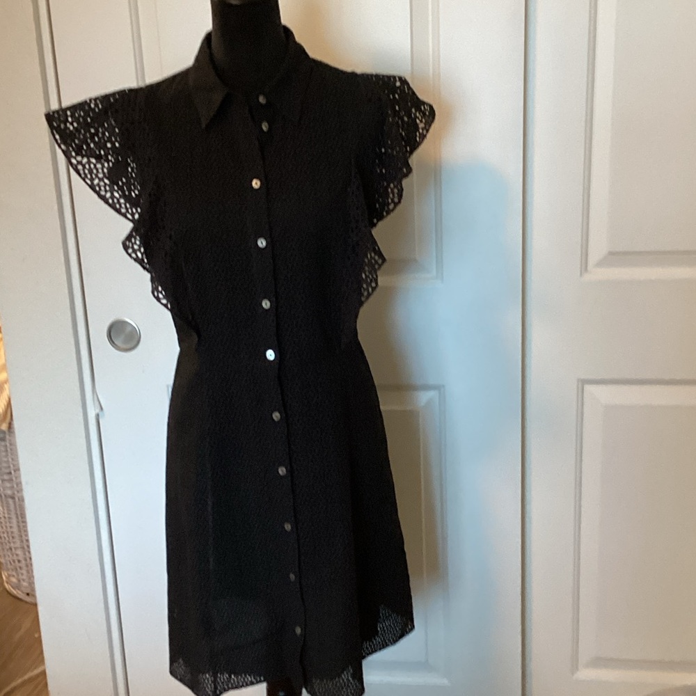 Theory Elegant Black Eyelet Lace Dress 8